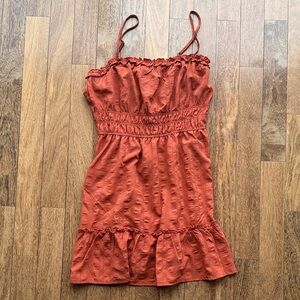 Rust Orange Ruffled Mini Dress